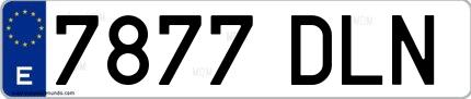 Ejemplo de matrícula de coche ordinaria 7877 DLN