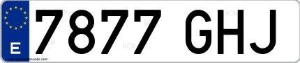 Ejemplo de matrícula española 7877 GHJ