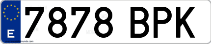 Ejemplo de matrícula de coche ordinaria 7878 BPK