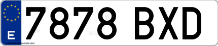 Ejemplo de matrícula de coche ordinaria 7878 BXD