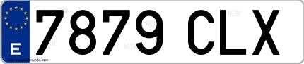 Ejemplo de matrícula española 7879 CLX
