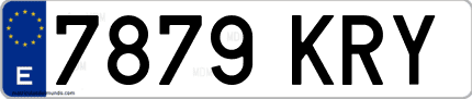 Ejemplo de matrícula de coche ordinaria 7879 KRY