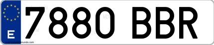 Ejemplo de matrícula española 7880 BBR