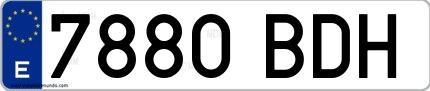 Ejemplo de matrícula española 7880 BDH