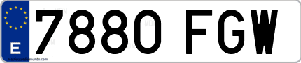 Ejemplo de matrícula de coche ordinaria 7880 FGW