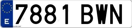 Ejemplo de matrícula española 7881 BWN