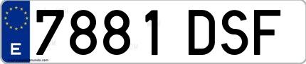 Ejemplo de matrícula española 7881 DSF