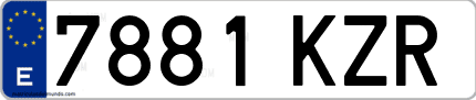 Ejemplo de matrícula de coche ordinaria 7881 KZR