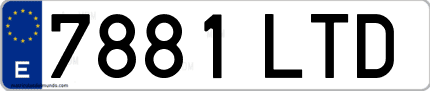 Ejemplo de matrícula de coche ordinaria 7881 LTD