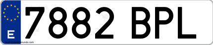Ejemplo de matrícula española 7882 BPL