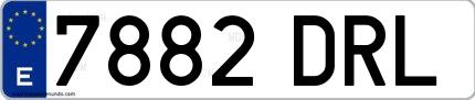 Ejemplo de matrícula española 7882 DRL