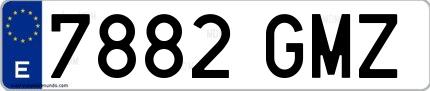 Ejemplo de matrícula española 7882 GMZ