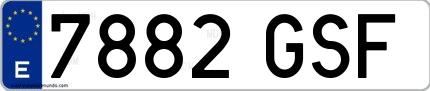 Ejemplo de matrícula española 7882 GSF