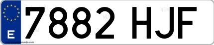 Ejemplo de matrícula española 7882 HJF