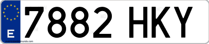 Ejemplo de matrícula de coche ordinaria 7882 HKY