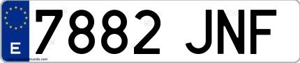 Ejemplo de matrícula española 7882 JNF
