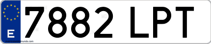 Ejemplo de matrícula de coche ordinaria 7882 LPT