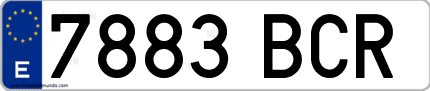 Ejemplo de matrícula de coche ordinaria 7883 BCR
