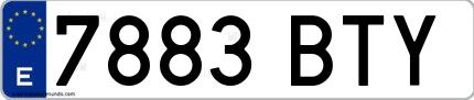 Ejemplo de matrícula española 7883 BTY