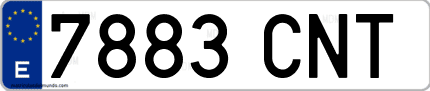 Ejemplo de matrícula de coche ordinaria 7883 CNT