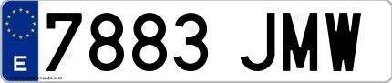 Ejemplo de matrícula española 7883 JMW