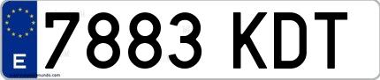 Ejemplo de matrícula española 7883 KDT