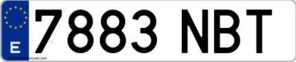 Ejemplo de matrícula española 7883 NBT