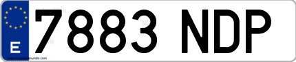 Ejemplo de matrícula de coche ordinaria 7883 NDP
