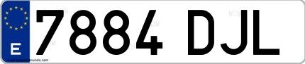 Ejemplo de matrícula española 7884 DJL