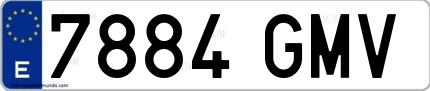 Ejemplo de matrícula española 7884 GMV