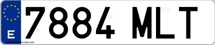 Ejemplo de matrícula española 7884 MLT