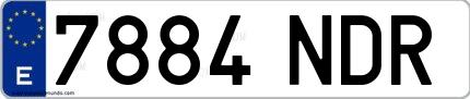 Ejemplo de matrícula española 7884 NDR