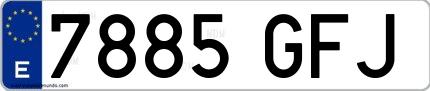 Ejemplo de matrícula española 7885 GFJ