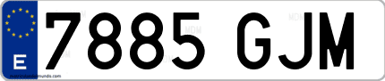 Ejemplo de matrícula de coche ordinaria 7885 GJM