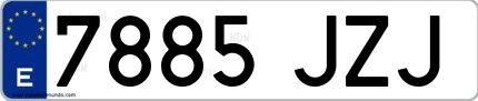Ejemplo de matrícula de coche ordinaria 7885 JZJ