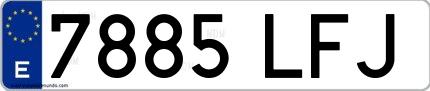 Ejemplo de matrícula española 7885 LFJ