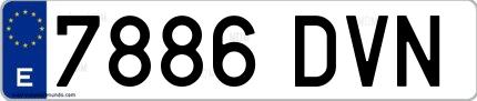 Ejemplo de matrícula española 7886 DVN