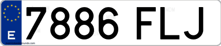 Ejemplo de matrícula de coche ordinaria 7886 FLJ