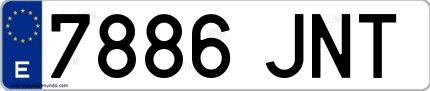Ejemplo de matrícula española 7886 JNT