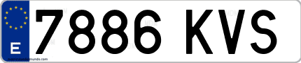 Ejemplo de matrícula de coche ordinaria 7886 KVS