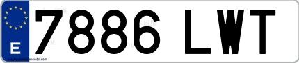 Ejemplo de matrícula española 7886 LWT
