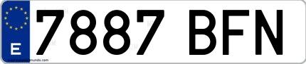 Ejemplo de matrícula española 7887 BFN
