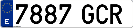 Ejemplo de matrícula de coche ordinaria 7887 GCR
