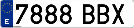 Ejemplo de matrícula de coche ordinaria 7888 BBX