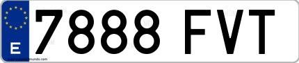 Ejemplo de matrícula española 7888 FVT