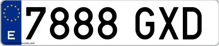 Ejemplo de matrícula española 7888 GXD