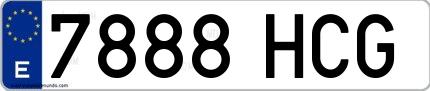 Ejemplo de matrícula española 7888 HCG
