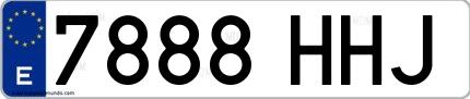 Ejemplo de matrícula española 7888 HHJ