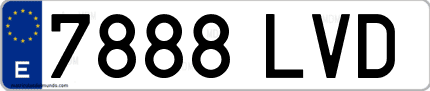Ejemplo de matrícula de coche ordinaria 7888 LVD