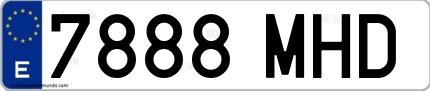 Ejemplo de matrícula española 7888 MHD